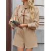 imageCicy Bell Womens Casual Short Rompers Cute Tie Front Long Lantern Sleeve Shorts Jumpsuits with Pockets 2025 Fall OutfitsKhaki
