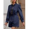imageCicy Bell Womens Casual Short Rompers Cute Tie Front Long Lantern Sleeve Shorts Jumpsuits with Pockets 2025 Fall OutfitsNavy