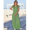 imageCicy Bell Womens Casual Striped Jumpsuits Wide Leg Cap Sleeve Summer Jumper Crew Neck Button Down Waffle Knit OutfitsArmy Green