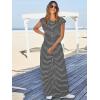 imageCicy Bell Womens Casual Striped Jumpsuits Wide Leg Cap Sleeve Summer Jumper Crew Neck Button Down Waffle Knit OutfitsBlack