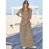 imageCicy Bell Womens Casual Striped Jumpsuits Wide Leg Cap Sleeve Summer Jumper Crew Neck Button Down Waffle Knit OutfitsLight Khaki