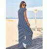 imageCicy Bell Womens Casual Striped Jumpsuits Wide Leg Cap Sleeve Summer Jumper Crew Neck Button Down Waffle Knit OutfitsNavy