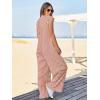 imageCicy Bell Womens Casual Striped Jumpsuits Wide Leg Cap Sleeve Summer Jumper Crew Neck Button Down Waffle Knit OutfitsRed