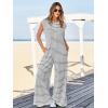 imageCicy Bell Womens Casual Striped Jumpsuits Wide Leg Cap Sleeve Summer Jumper Crew Neck Button Down Waffle Knit OutfitsWhite