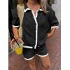 imageCicy Bell Womens Color Block 2 Piece Outfits Summer Sweater Set Short Sleeve Tops and Shorts Vacation Casual Knit Lounge SetsBlack