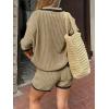 imageCicy Bell Womens Color Block 2 Piece Outfits Summer Sweater Set Short Sleeve Tops and Shorts Vacation Casual Knit Lounge SetsKhaki