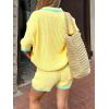 imageCicy Bell Womens Color Block 2 Piece Outfits Summer Sweater Set Short Sleeve Tops and Shorts Vacation Casual Knit Lounge SetsYellow
