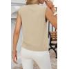 imageCicy Bell Womens Cropped Sweater Vest Round Neck Sleeveless Button Up Cardigan Casual Knit Tank TopsBeige