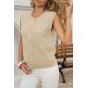 imageCicy Bell Womens Cropped Sweater Vest Round Neck Sleeveless Button Up Cardigan Casual Knit Tank TopsBeige