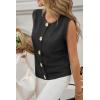 imageCicy Bell Womens Cropped Sweater Vest Round Neck Sleeveless Button Up Cardigan Casual Knit Tank TopsBlack