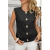 imageCicy Bell Womens Cropped Sweater Vest Round Neck Sleeveless Button Up Cardigan Casual Knit Tank TopsBlack