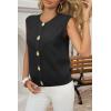 imageCicy Bell Womens Cropped Sweater Vest Round Neck Sleeveless Button Up Cardigan Casual Knit Tank TopsBlack