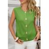 imageCicy Bell Womens Cropped Sweater Vest Round Neck Sleeveless Button Up Cardigan Casual Knit Tank TopsGreen