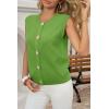 imageCicy Bell Womens Cropped Sweater Vest Round Neck Sleeveless Button Up Cardigan Casual Knit Tank TopsGreen