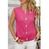 imageCicy Bell Womens Cropped Sweater Vest Round Neck Sleeveless Button Up Cardigan Casual Knit Tank TopsHot Pink