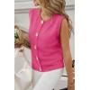 imageCicy Bell Womens Cropped Sweater Vest Round Neck Sleeveless Button Up Cardigan Casual Knit Tank TopsHot Pink