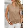 imageCicy Bell Womens Cropped Sweater Vest Round Neck Sleeveless Button Up Cardigan Casual Knit Tank TopsKhaki