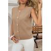 imageCicy Bell Womens Cropped Sweater Vest Round Neck Sleeveless Button Up Cardigan Casual Knit Tank TopsKhaki