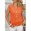 imageCicy Bell Womens Cropped Sweater Vest Round Neck Sleeveless Button Up Cardigan Casual Knit Tank TopsOrange