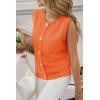 imageCicy Bell Womens Cropped Sweater Vest Round Neck Sleeveless Button Up Cardigan Casual Knit Tank TopsOrange