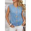 imageCicy Bell Womens Cropped Sweater Vest Round Neck Sleeveless Button Up Cardigan Casual Knit Tank TopsSky Blue