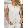imageCicy Bell Womens Cropped Sweater Vest Round Neck Sleeveless Button Up Cardigan Casual Knit Tank TopsWhite