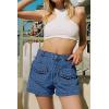 imageCicy Bell Womens High Waisted Jean Shorts Summer Baggy Wide Leg Vintage Denim Shorts with Ruffle Front PocketsBlue
