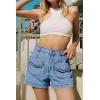 imageCicy Bell Womens High Waisted Jean Shorts Summer Baggy Wide Leg Vintage Denim Shorts with Ruffle Front PocketsLight Blue