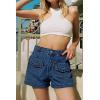 imageCicy Bell Womens High Waisted Jean Shorts Summer Baggy Wide Leg Vintage Denim Shorts with Ruffle Front PocketsNavy