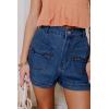 imageCicy Bell Womens High Waisted Jean Shorts Summer Baggy Wide Leg Vintage Denim Shorts with Ruffle Front PocketsNavy