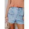 imageCicy Bell Womens High Waisted Jean Shorts Summer Baggy Wide Leg Vintage Denim Shorts with Ruffle Front PocketsPale Blue