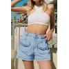 imageCicy Bell Womens High Waisted Jean Shorts Summer Baggy Wide Leg Vintage Denim Shorts with Ruffle Front PocketsPale Blue