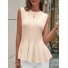 imageCicy Bell Womens Pleated Peplum Tank Tops Fitted Ribbed Knit Crew Neck Blouses Summer Sweater VestBeige