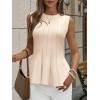 imageCicy Bell Womens Pleated Peplum Tank Tops Fitted Ribbed Knit Crew Neck Blouses Summer Sweater VestBeige