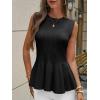 imageCicy Bell Womens Pleated Peplum Tank Tops Fitted Ribbed Knit Crew Neck Blouses Summer Sweater VestBlack