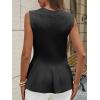 imageCicy Bell Womens Pleated Peplum Tank Tops Fitted Ribbed Knit Crew Neck Blouses Summer Sweater VestBlack