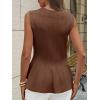 imageCicy Bell Womens Pleated Peplum Tank Tops Fitted Ribbed Knit Crew Neck Blouses Summer Sweater VestBrown
