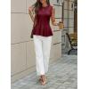 imageCicy Bell Womens Pleated Peplum Tank Tops Fitted Ribbed Knit Crew Neck Blouses Summer Sweater VestBurgundy