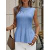 imageCicy Bell Womens Pleated Peplum Tank Tops Fitted Ribbed Knit Crew Neck Blouses Summer Sweater VestSky Blue