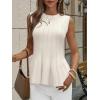 imageCicy Bell Womens Pleated Peplum Tank Tops Fitted Ribbed Knit Crew Neck Blouses Summer Sweater VestWhite