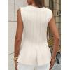 imageCicy Bell Womens Pleated Peplum Tank Tops Fitted Ribbed Knit Crew Neck Blouses Summer Sweater VestWhite