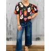 imageCicy Bell Womens Puff Short Sleeve Sweater Tops 2026 Spring Summer Floral Pullover V Neck Casual Knit T ShirtsBlack