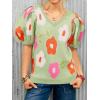 imageCicy Bell Womens Puff Short Sleeve Sweater Tops 2026 Spring Summer Floral Pullover V Neck Casual Knit T ShirtsLight Green