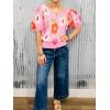 imageCicy Bell Womens Puff Short Sleeve Sweater Tops 2026 Spring Summer Floral Pullover V Neck Casual Knit T ShirtsPink