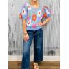 imageCicy Bell Womens Puff Short Sleeve Sweater Tops 2026 Spring Summer Floral Pullover V Neck Casual Knit T ShirtsSky Blue