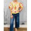 imageCicy Bell Womens Puff Short Sleeve Sweater Tops 2026 Spring Summer Floral Pullover V Neck Casual Knit T ShirtsYellow