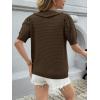 imageCicy Bell Womens Ruffle Cardigan Sweater Puff Short Sleeve Button Up Eyelet Tops Ribbed Knit Peter Pan Collar CardigansCoffee