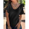 imageCicy Bell Womens Ruffle Short Sleeve Sweater Summer Lightweight V Neck Knit TShirts Trendy Casual Pullover TopsBlack