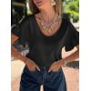 imageCicy Bell Womens Ruffle Short Sleeve Sweater Summer Lightweight V Neck Knit TShirts Trendy Casual Pullover TopsBlack