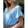 imageCicy Bell Womens Ruffle Short Sleeve Sweater Summer Lightweight V Neck Knit TShirts Trendy Casual Pullover TopsBlue